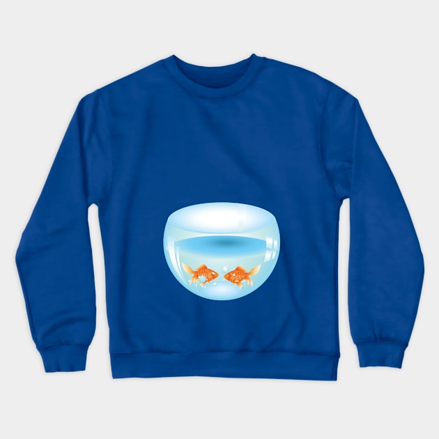 Gold Fish in Aquarium Crewneck Sweatshirt by AnnArtshock